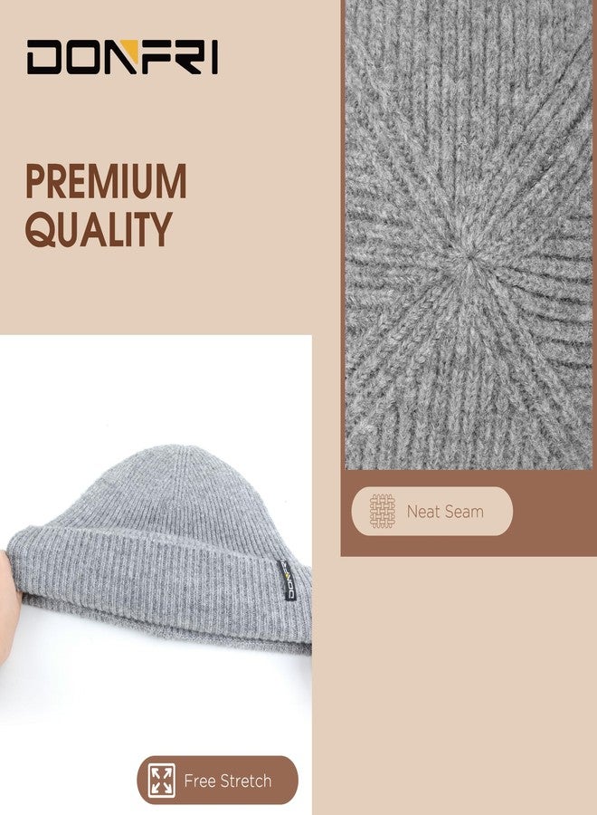 Donfri Wool Winter Beanie Hats Men Women Grey Beanie Super Soft Warm for Winter Skull Knit Beanie Gift - Image 5